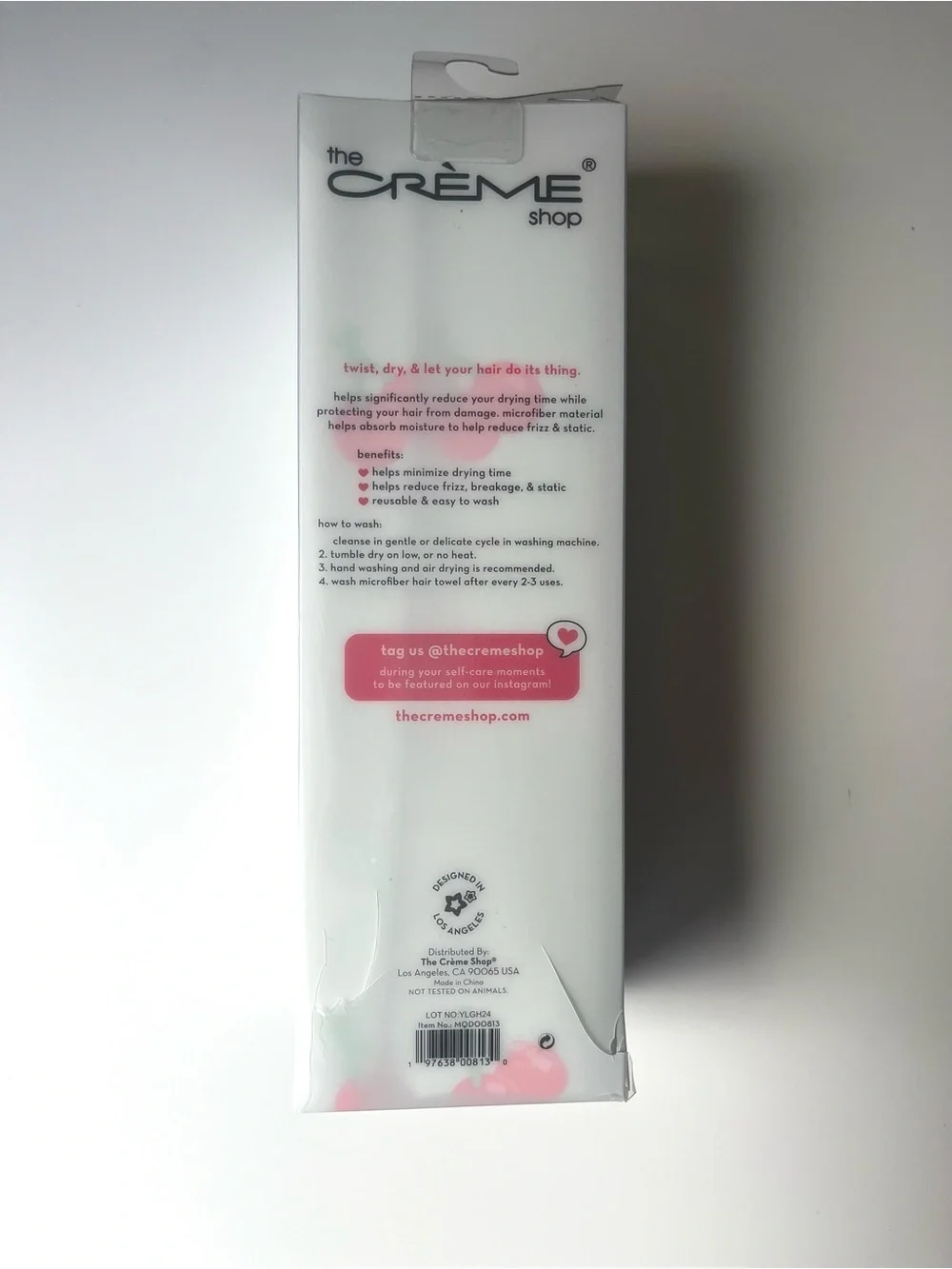 The Crème Shop Quick Dry Microfiber Hair Towel Wrap, Cherry Pattern